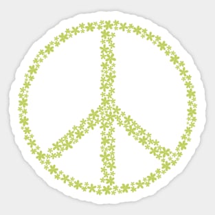 Floral Peace Sign - Lime Green Sticker